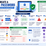 Infographic showing how to create a strong password with password security best practices